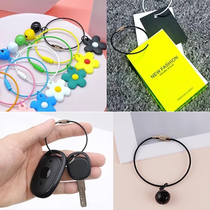ROYHOO 50PCS Black Stainless Steel Wire Keychains Cable, Key Rings, Heavy Duty - Image 3