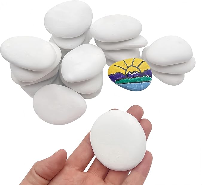 lifetop 24PCS White Painting Rocks, 1.2"-2.0" DIY Rocks Flat & Smooth Kindness by lifetop