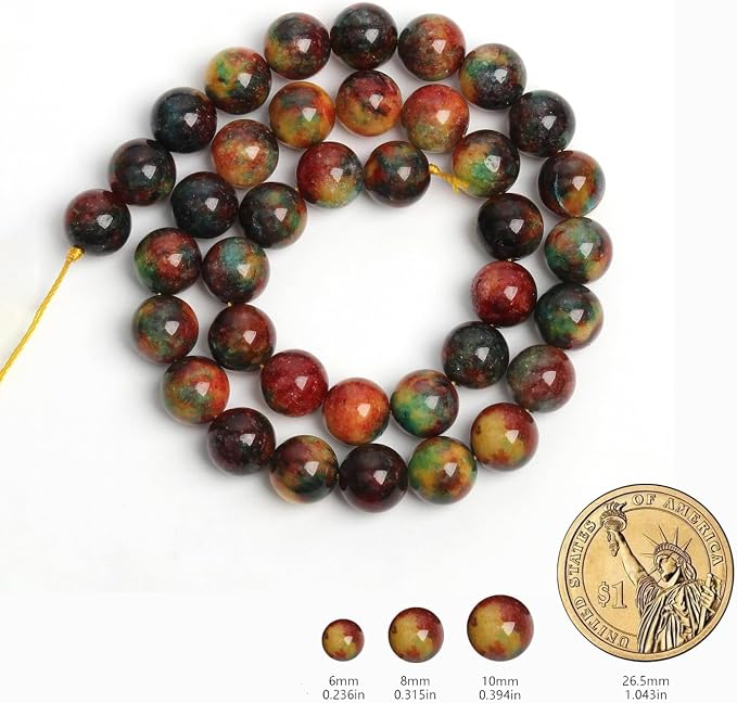 60pcs Smooth Natural Agate Beads，6mm Dragon Vein Gemstone Round Loose Stone - Image 2