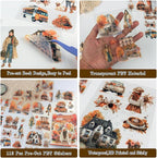 Fall Landscape Pre-Cut Autumn Journal Sticker Book, Transparent PET Watercolor - Image 3