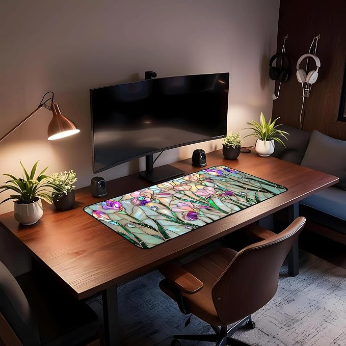 Colorful Flower Desk Mat Mouse Pad XXL, Plant Extended Large Game Mouse Pads - Image 4