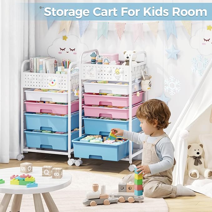 5 Drawer Rolling Storage Cart - Image 8