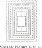 hinana 7pcs/Set Rectangle Frame Metal Die Cuts, Scallops Stitched Nesting Tag - Image 2