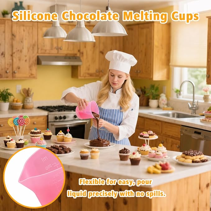 Palksky Silicone Cups for Melting Chocolate, Reusable Baking Supplies for DIY - Image 2