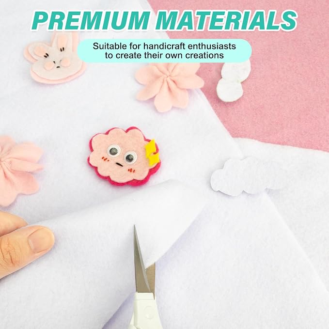 XSEINO 13 Rolls White Felt Fabric, Fit - Image 4