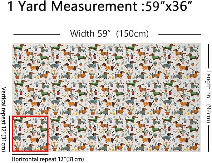 Cartoon Dachshund Fabric by The Yard, Lovely Puppy Dog Soft Flannel Polyester - Image 2