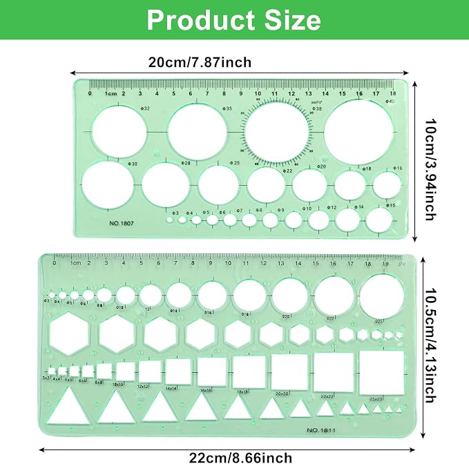 Circle Template, Digital Drawing Set, Geometric Drawings Stencils Rulers - Image 2