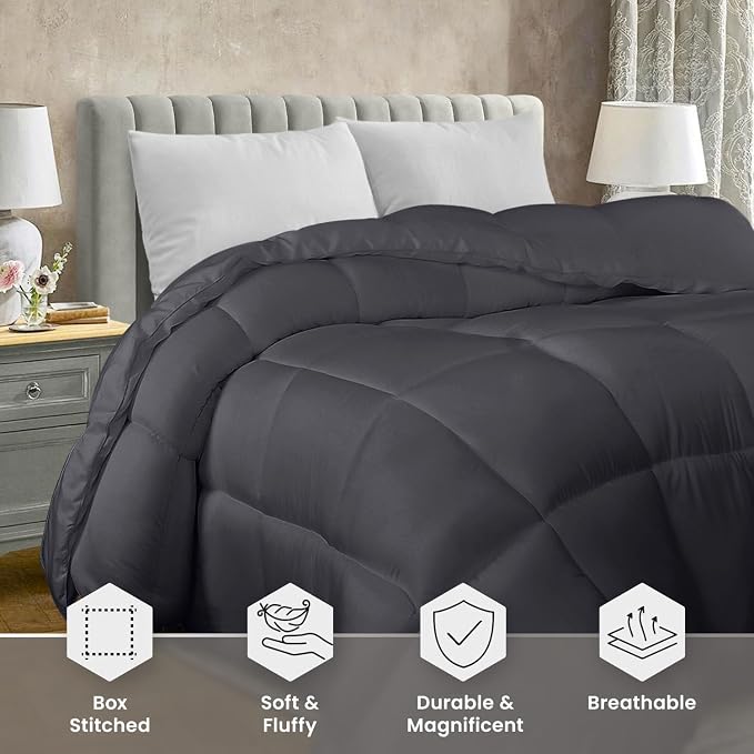 Utopia Bedding Twin Comforter Duvet Insert, Quilted Grey Comforter - Image 3