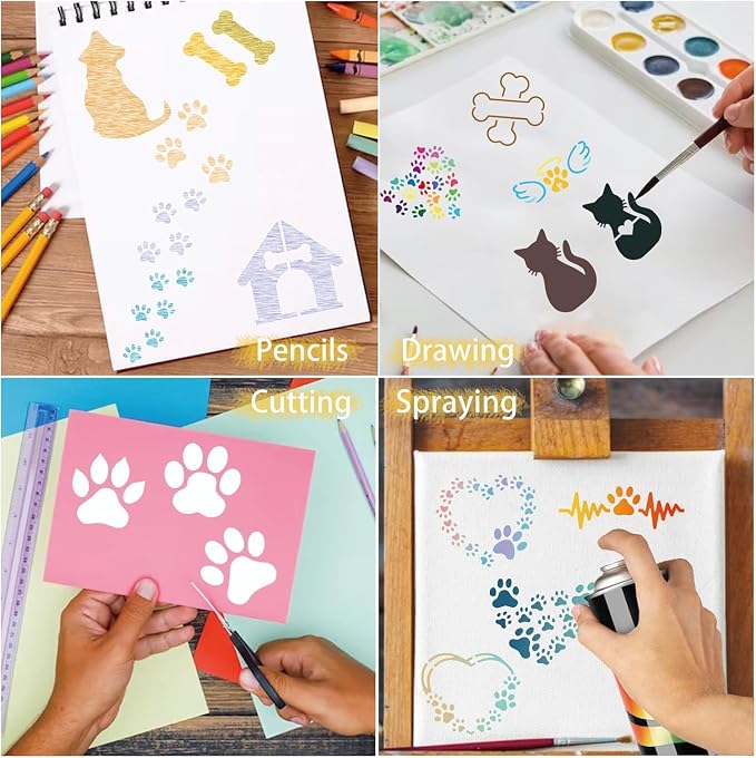 65-Pack Dog Theme Reusable Stencils, 3x3 Inch Painting Templates - Image 9
