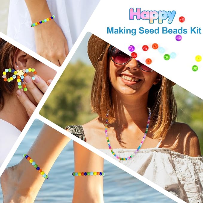 XSEINO About 1200PCS 6mm Original Color Glass Beads Bracelet Making Kit - Image 6