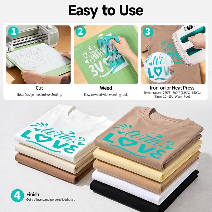 TECKWRAP Heat Transfer Vinyl for T-Shirts 11 PCS 12"x12" Easy Cut & Weed | PU - Image 6