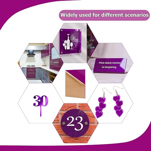 2 Pack 8'' x 12'' Opaque Purple Acrylic Sheet, 3mm Thick Acrylic Plexiglass - Image 6