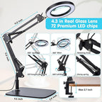 LED Magnifier Desk Lamp with Stand and Clamp, 3 Color Modes & Stepless Dimming - Image 4