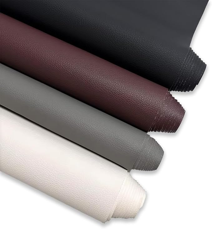 Grey Faux Leather Fabric 79"×55" Lychee Grain Upholstery Vinyl - Image 8