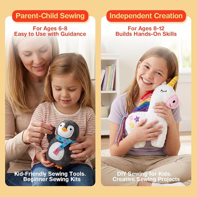 Avenir Sewing Kit for Kids Beginners My First Learn to Sew Craft, Plush Animal - Image 6