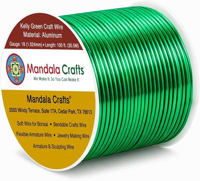 Mandala Crafts 18 Gauge Kelly Green Anodized Aluminum Craft Wire, 100 FT | by MandalaCrafts