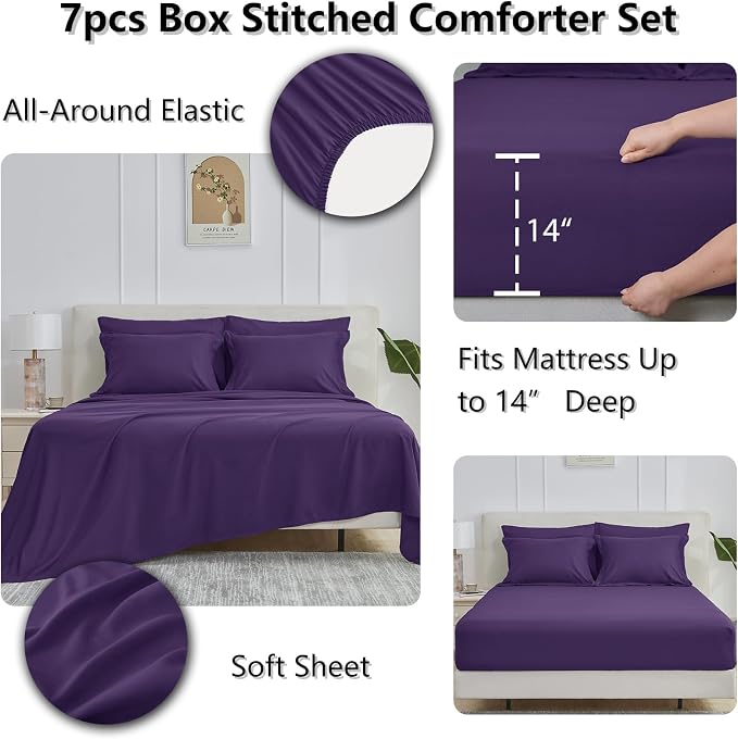 CozyLux Queen Comforter Set Purple - Image 6