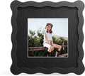 6x6 Picture Frame with Mat for 4x4, Wavy Edge Wooden Real Glass Photo Frame for by THKRLOF