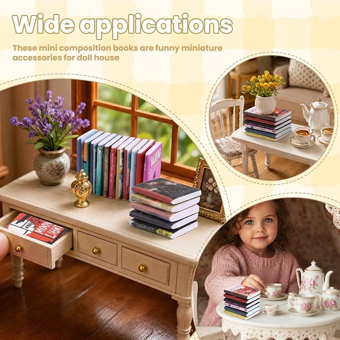 DIYDEC 500pcs Mini Books Miniatures Dollhouse Books - Image 7