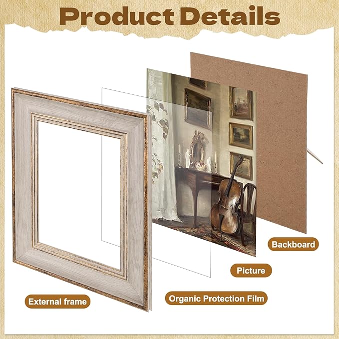10 Pack Vintage Picture Frames for Wall or Tabletop Display Ornate Vintage - Image 3