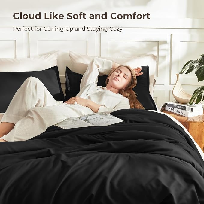 Litanika Oversized King Comforters Black Super King Size, 3 Pieces Lightweight - Image 2