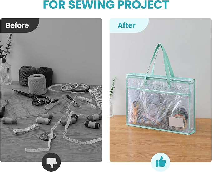 Qozary 5 Pcs Sew Project Bags for Quilting-A3 Sewing Craft Organizer Storage - Image 5