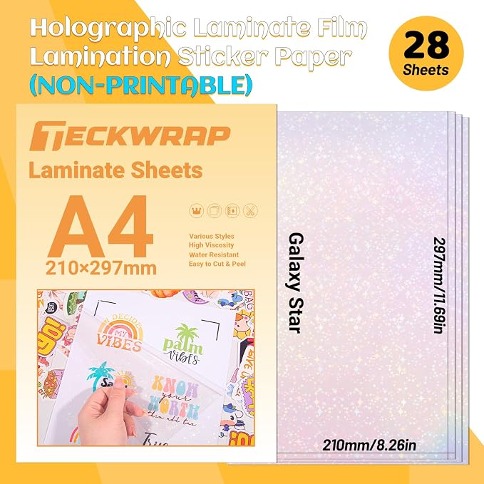 TECKWRAP Holographic Laminate Sheets Waterproof Laminating Sheets - Image 2