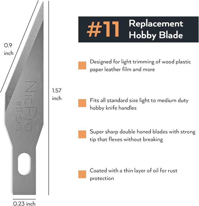 Nicpro 120 PCS Hobby Blades Set SK-5, Utility #11 Art Blades Refill Cutting Tool - Image 3