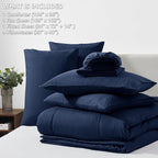 CozyLux California King Comforter Sets Navy Blue, 7 Pieces Cal King Bed in a Bag - Image 6