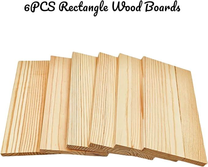 6PCS Rectangle Wood Boards Unfinished Wood Blocks - Image 2