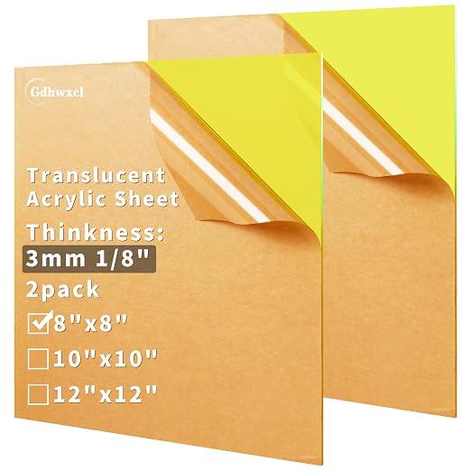 1/8 Thick 8 x 8 inch Translucent Acrylic Sheets by gdhwcxl