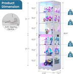 Dystler Display Cabinet with Glass Doors, 6 Tier RGB Lights Curio Cabinet | - Image 2