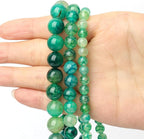 35pcs Smooth Natural Green Agate Beads，10mm Dragon Vein Gemstone Round Loose - Image 3