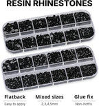 11000PCS Black Rhinestones for Bedazzling, Mixed Sizes 2, 5MM Flatback Gems - Image 3
