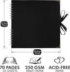 Bstorify 10 x 10 Inches Scrapbook Album 70 Pages Black Thick Kraft Paper Corner - Image 2