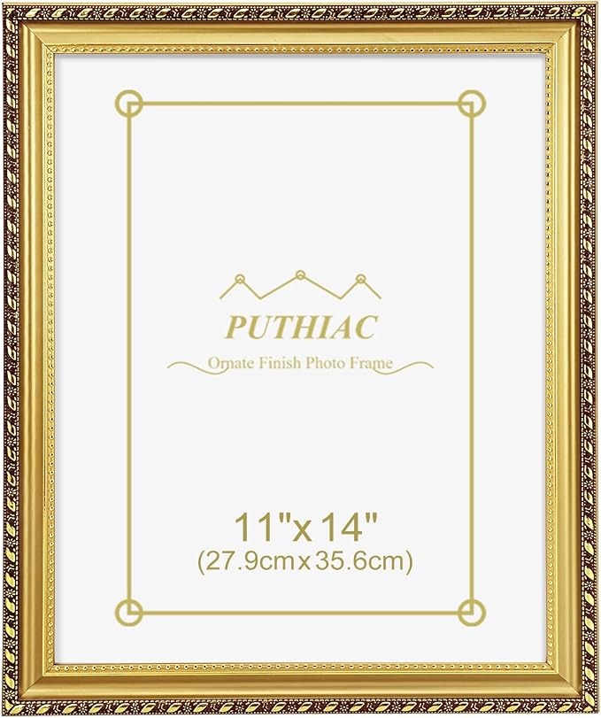 puthiac 11x14 Gold Picture Frame, Vintage Ornate Decorative Photo Frame by PUTHIAC