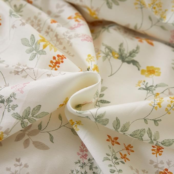 mixinni 100% Cotton Duvet Cover Set Twin XL, Reversible Spring Floral Ruffle - Image 8