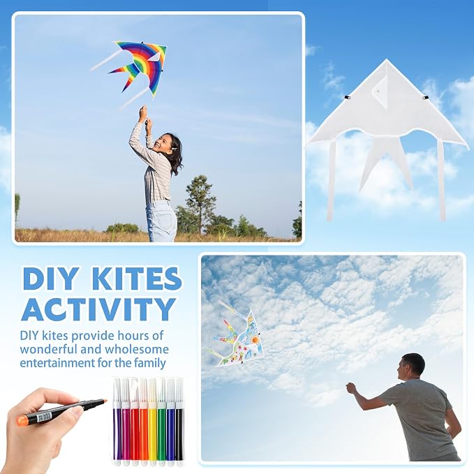 Syhood 30 Pcs DIY Kites Making Kit 20 Inch Summer Decorating Coloring Kites - Image 3