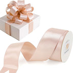 HUIHUANG Rose Gold Satin Wired Ribbon 1-1/2 inch Double-Sided Wire Edge Ribbon by HUIHUANG