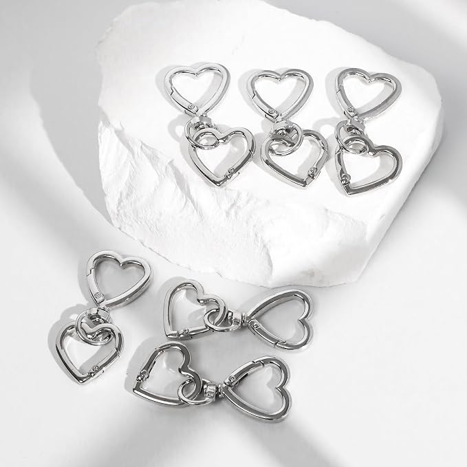 12 Pcs Heart Swivel Spring Clasps，Metal Spring Key Chain Hook Clasps，Clip - Image 7