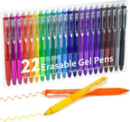 Lineon Erasable Gel Pens, 22 Colors Retractable Erasable Pens Clicker by ShuttleArt