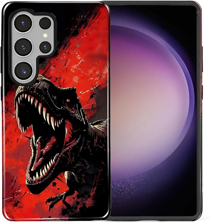 for Samsung Galaxy S25 Ultra Case, Cool Dinosaur Red Black Pattern Glossy 2 in - Image 2