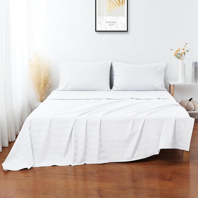 Flat Sheet Only TwinXL Size, 400 TC 100% Egyptian Cotton Flat Sheet Striped - Image 3