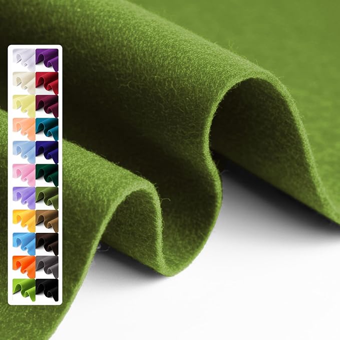 Sage Green Soft Felt Fabric Sheet 36" x 36", 1.6mm Thick, Premium Craft Felt by Grainear