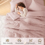MUXHOMO 5 Pieces Twin XL Comforter Set, Seersucker Bed in a Bag Twin XL Size - Image 2