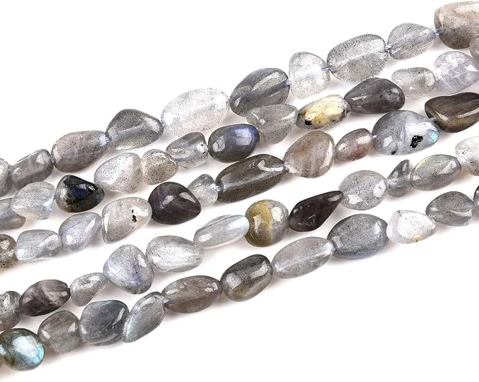 HAAMIIQII Natural Gray Labradorite Pebble Stone 5-8mm Small Irregular Freeform - Image 3
