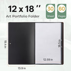Nicpro 12"x18" Art Portfolio Folder, 30 Pockets Display 60 Pages Art Painting - Image 2