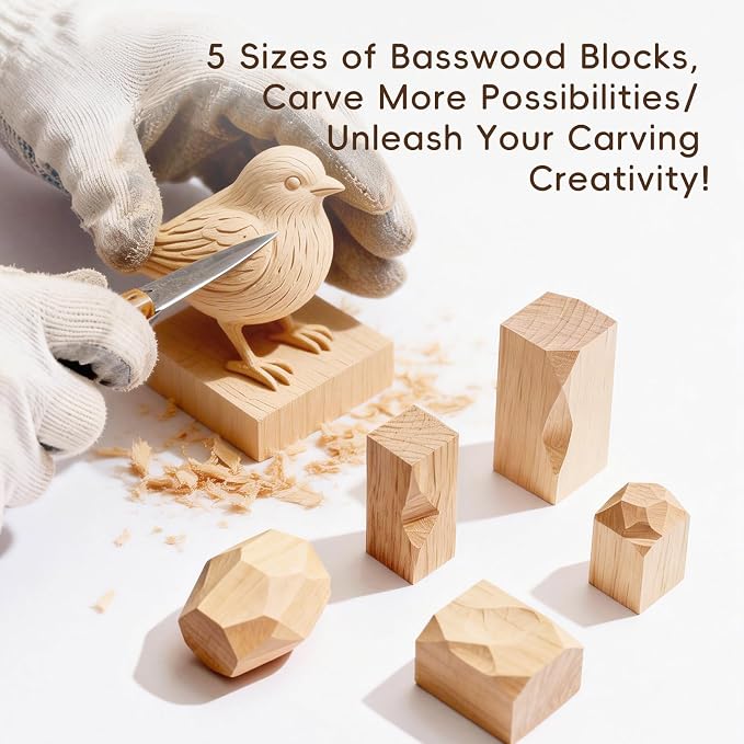 34PCS Basswood Carving Blocks, Soft Unfinished Wood Whittling Blanks in 2 Sizes - Image 6