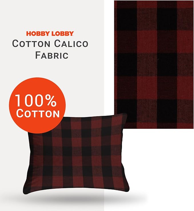 Hobby Lobby Red & Black Homespun Buffalo Check Cotton Fabric, 1 Yard | Precut - Image 3