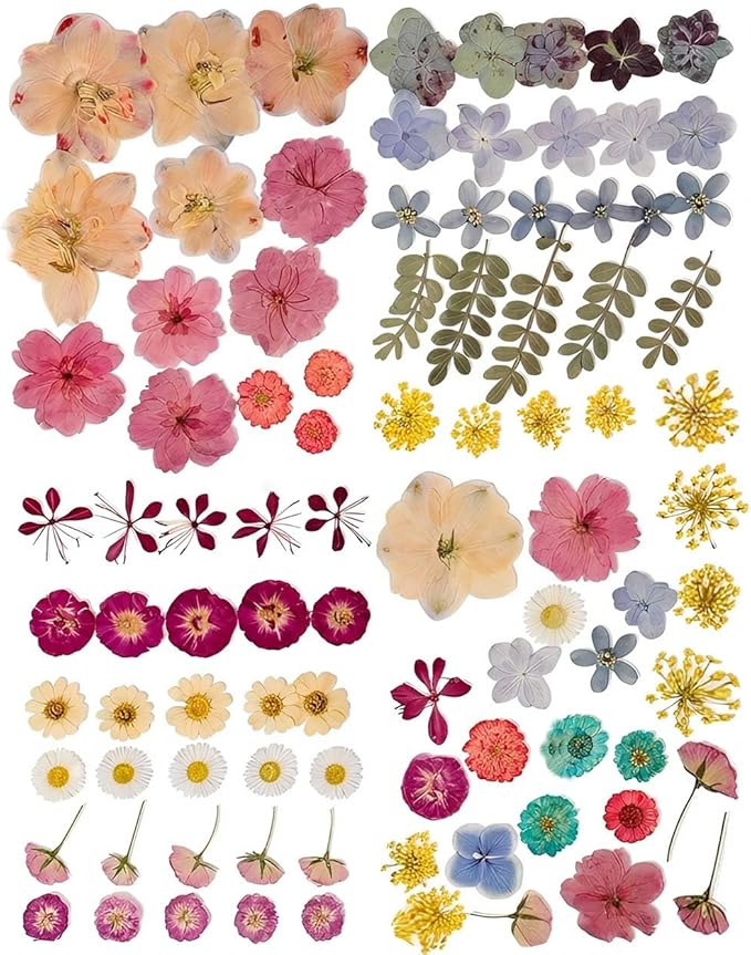 86pcs Pressed Flowers for Resin, Dried Flowers and Dry Leaves for Scrapbooking by WXQX